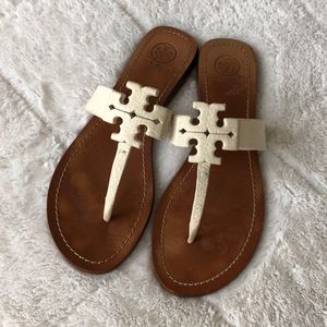 Tory Burch White Leather Moore Sandals
